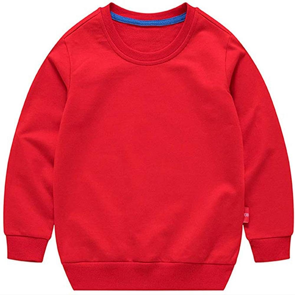 HAXICO Unisex Kids Solid Cotton Thin Pullover Sweatshirt T-Shirt Toddler Baby Crewneck Long Sleeve Tshirts Tops Blouse Red