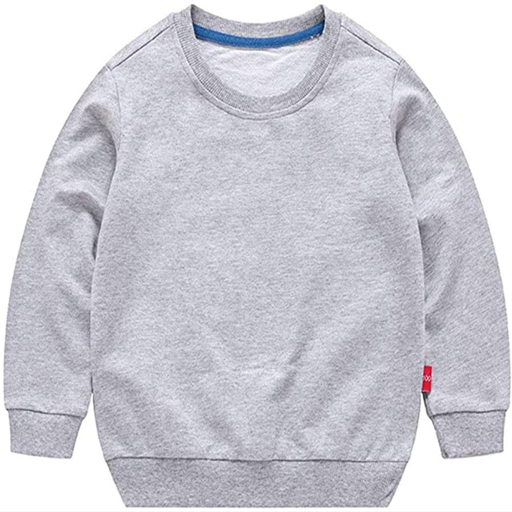 HAXICO Unisex Kids Solid Cotton Pullover Sweatshirt T-Shirt Toddler Baby Boys Girls Crewneck Long Sleeve T-Shirt Tops Blouse Gray, 12 Months