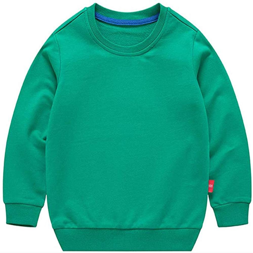 Unisex Kids Solid Cotton Thin Pullover Sweatshirt T-shirt Toddler Baby Crewneck Long Sleeve Tshirts Tops Blouse HAXICO Green