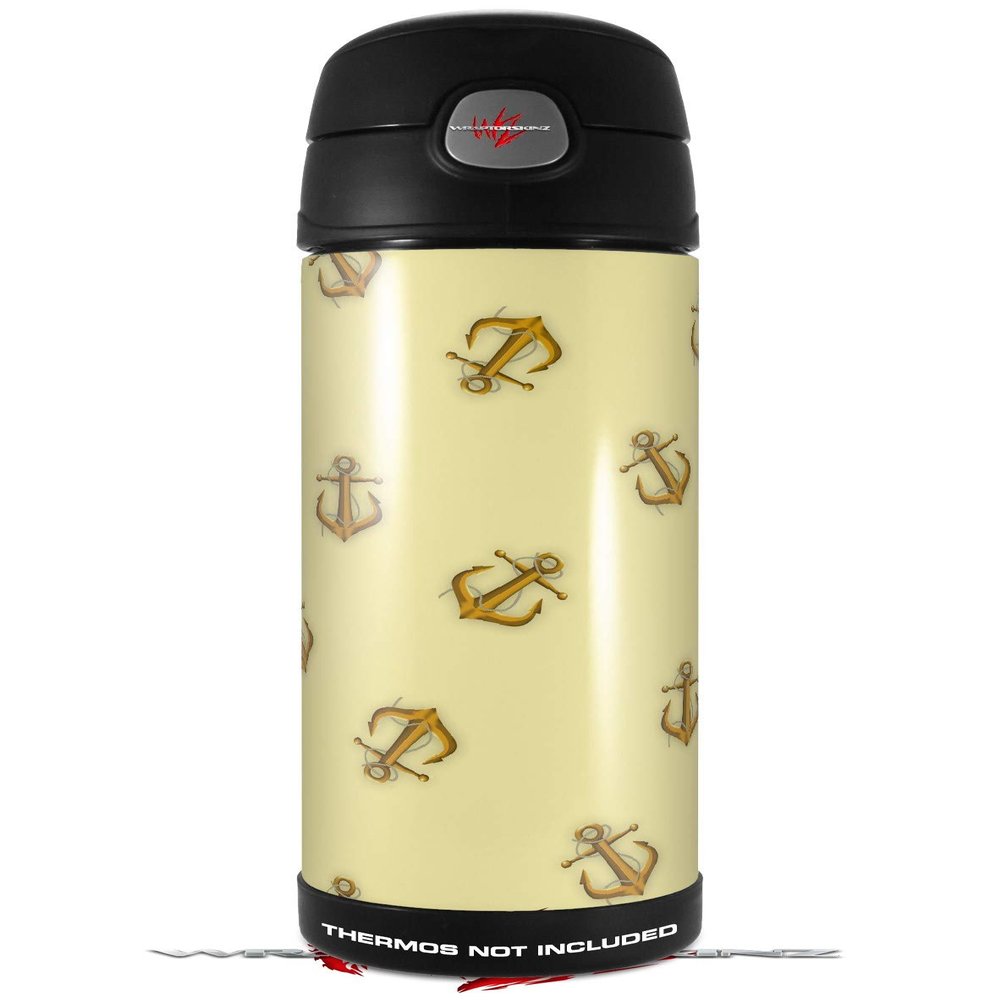 Skin Decal Wrap for Thermos Funtainer 16oz Bottle Anchors Away Yellow Sunshine (BOTTLE NOT INCLUDED) by WraptorSkinz