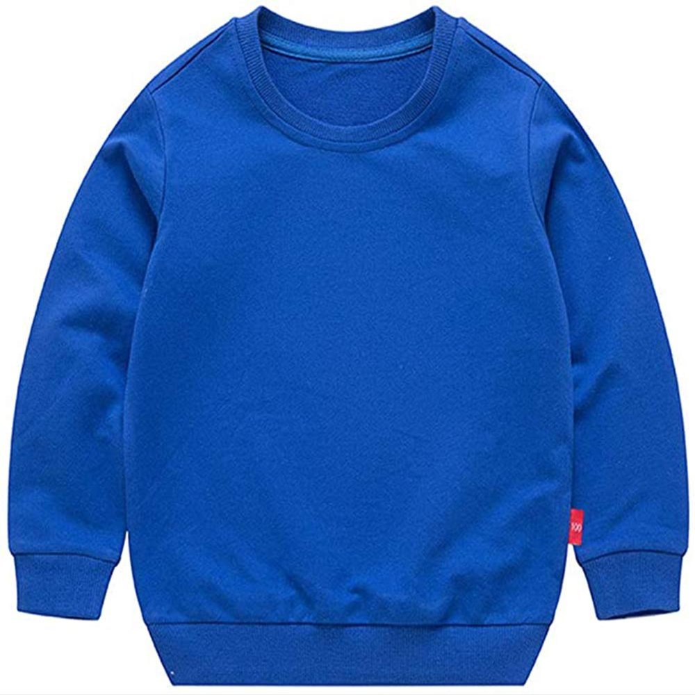 HAXICO Unisex Kids Solid Cotton Thin Pullover Sweatshirt T-Shirt Toddler Baby Crewneck Long Sleeve Tshirts Tops Blouse Royal Blue