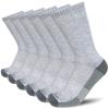APTYID Men's Moisture Wicking Cushioned Crew Work Boot Socks, Size 9-12, Grey, 6 Pairs view 1