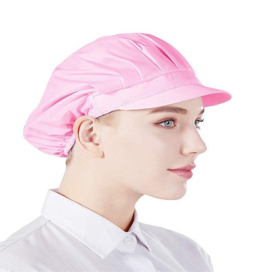 Nanxson 3pcs Chef Hats for Women Men Chef Caps Work Hats Kitchen Cooking Bakers Hat for Food Service with Brim Pink