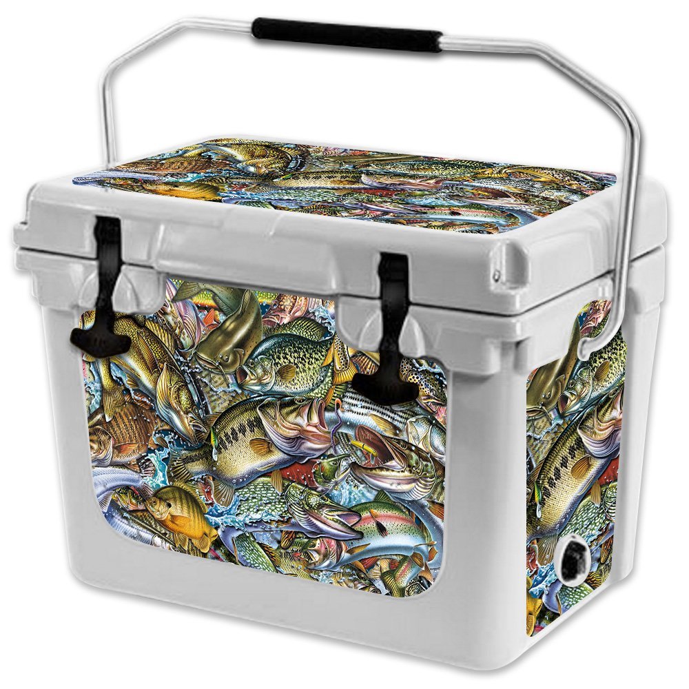 MightySkins (Cooler Not Included) Skin Compatible with RTIC 20 Cooler (2017 Model) - Action Fish Puzzle | Protective, Durable, and Unique Vinyl Decal wrap Cover | Easy to Apply | Made in The USA