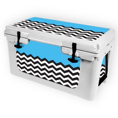 MightySkins (Cooler Not Included) Skin Compatible with RTIC 45 Cooler (2017 Model) - Baby Blue Chevron | Protective, Durable, and Unique Vinyl Decal wrap Cover | Easy to Apply | Made in The USA