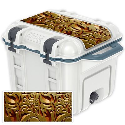 MightySkins (Cooler Not Included) Skin Compatible with OtterBox Venture 25 qt Cooler Lid - Mosaic Gold | Protective, Durable, and Unique Vinyl Decal wrap Cover | Easy to Apply | Made in The USA