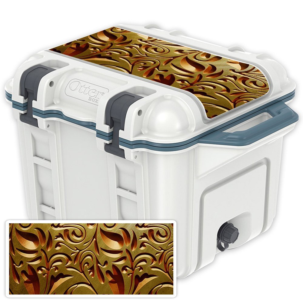 MightySkins (Cooler Not Included) Skin Compatible with OtterBox Venture 25 qt Cooler Lid - Mosaic Gold | Protective, Durable, and Unique Vinyl Decal wrap Cover | Easy to Apply | Made in The USA