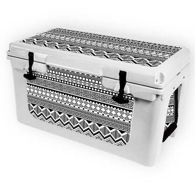 MightySkins (Cooler Not Included) Skin Compatible with RTIC 45 Cooler (2017 Model) - Black Aztec | Protective, Durable, and Unique Vinyl Decal wrap Cover | Easy to Apply | Made in The USA