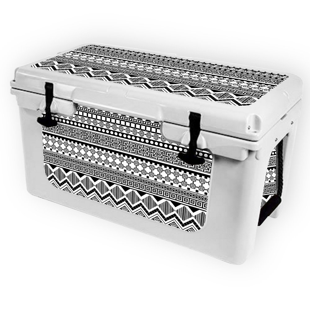 MightySkins (Cooler Not Included) Skin Compatible with RTIC 45 Cooler (2017 Model) - Black Aztec | Protective, Durable, and Unique Vinyl Decal wrap Cover | Easy to Apply | Made in The USA