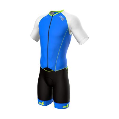Sparx Mens Elite Aerosuit Triathlon Suit Mens Short Sleeve Tri Suit Skinsuit (2XL) Blue