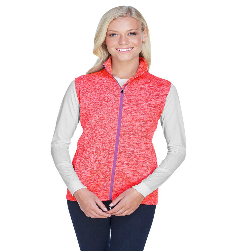 J America Ladies' Lasic Cosmic Fleece Vest L FRE CRL/ MAGENTA