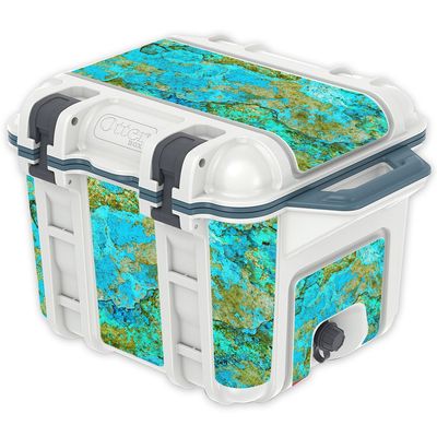 MightySkins (Cooler Not Included) Skin Compatible with OtterBox Venture 25 qt Cooler - Teal Marble | Protective, Durable, and Unique Vinyl Decal wrap Cover | Easy to Apply | Made in The USA