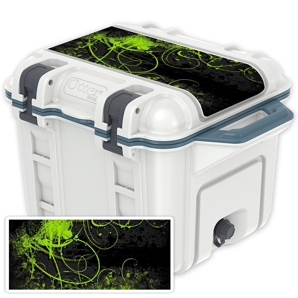 MightySkins (Cooler Not Included) Skin Compatible with OtterBox Venture 25 qt Cooler Lid - Green Distortion | Protective, Durable, and Unique Vinyl wrap Cover | Easy to Apply | Made in The USA