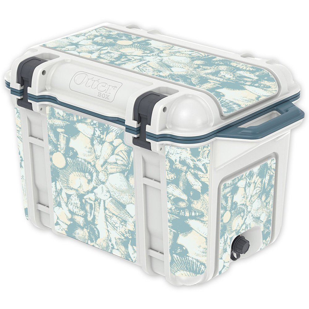 MightySkins (Cooler Not Included) Skin Compatible with OtterBox Venture 45 qt Cooler - Blue Seashells | Protective, Durable, and Unique Vinyl Decal wrap Cover | Easy to Apply | Made in The USA