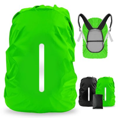 LAMA 2 Pack Waterproof Rain Cover for Backpack, Reflective Rucksack Rain Cover for Anti-Dust/Anti-Theft/Bicycling/Hiking/Camping/Traveling, M Size (for 30L-40L Backpack), 1 Pcs Black + 1 Pcs Green