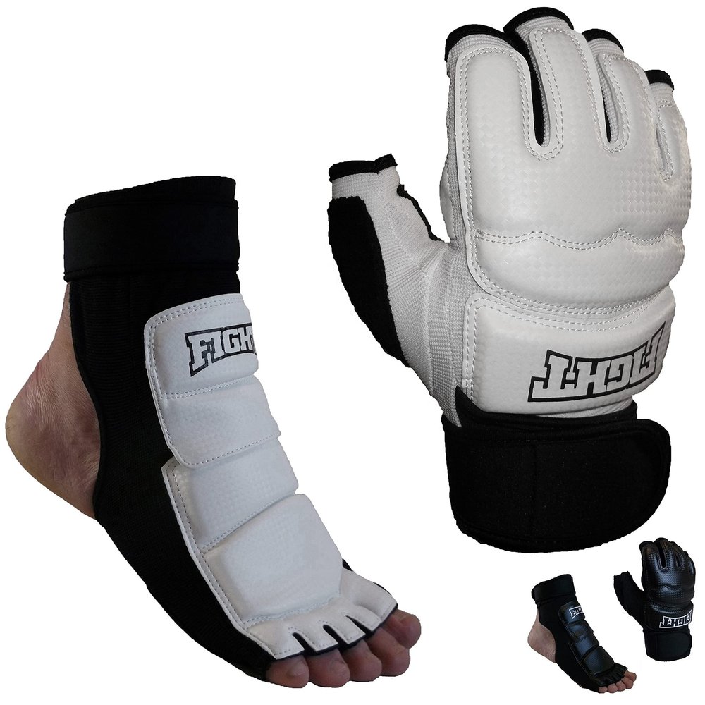 Sparring Set MMA Gloves Foot Protector Taekwondo Karate Training Gloves Foot Gear (XS-Small)