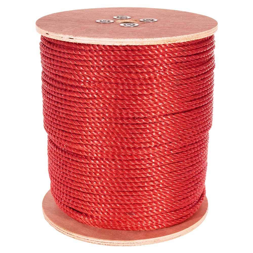 West Coast Paracord Twisted 3 Strand Polypropylene Rope (Red, 1/4 Inch, 300 Feet) - Waterproof and Floats in Water