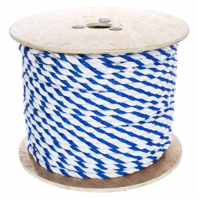 West Coast Paracord Twisted 3 Strand Polypropylene Rope (White and Blue, 1/2 Inch, 100 Feet) - Waterproof and Floats in Water