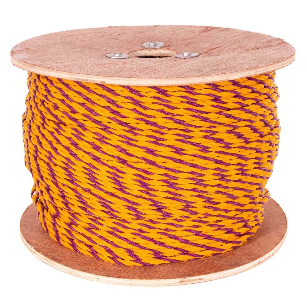 West Coast Paracord Twisted 3 Strand Polypropylene Rope (Yellow and Magenta, 1/4 Inch, 300 Feet) - Waterproof and Floats in Water