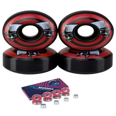 Cal 7 Skateboard Wheels and Bearings | 52mm 100A Wheel Set Combo (TophatSkeleton)