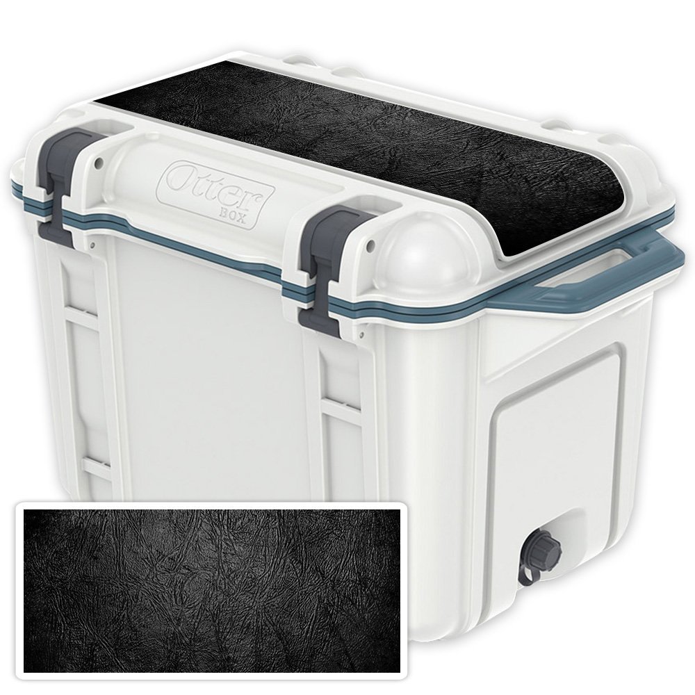 MightySkins (Cooler Not Included) Skin Compatible with OtterBox Venture 45 qt Cooler Lid - Black Leather | Protective, Durable, and Unique Vinyl wrap Cover | Easy to Apply | Made in The USA
