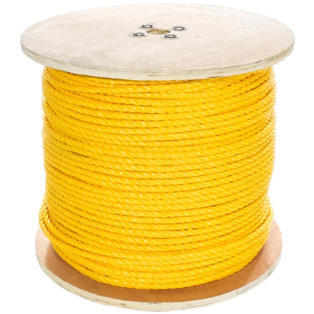 West Coast Paracord Twisted 3 Strand Polypropylene Rope (Yellow, 3/4 Inch, 250 Feet) - Waterproof and Floats in Water