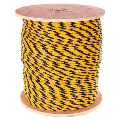 West Coast Paracord Twisted 3 Strand Polypropylene Rope (Yellow and Black, 5/16 Inch, 300 Feet) - Waterproof and Floats in Water