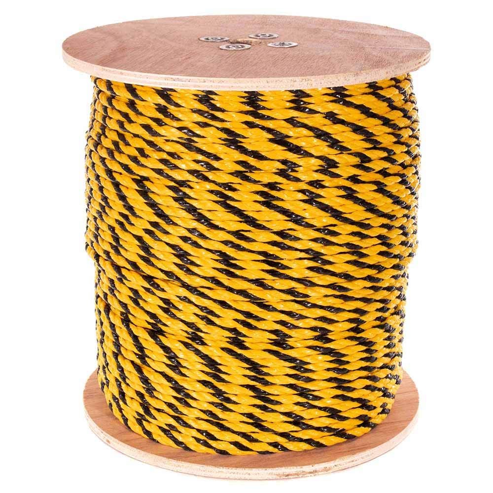 West Coast Paracord Twisted 3 Strand Polypropylene Rope (Yellow and Black, 5/16 Inch, 300 Feet) - Waterproof and Floats in Water