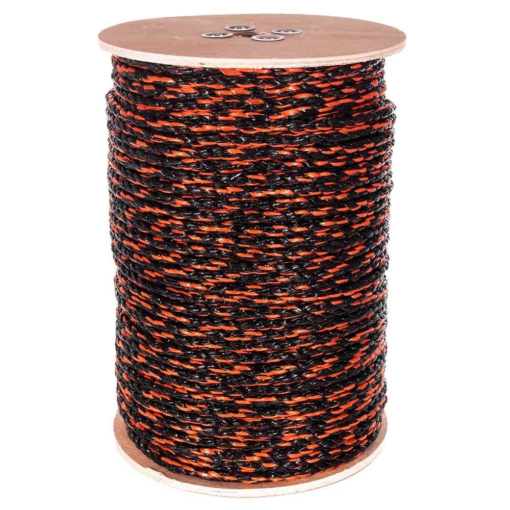 West Coast Paracord Twisted 3 Strand Polypropylene Rope (Black and Orange, 5/8 Inch, 100 Feet) - Waterproof and Floats in Water