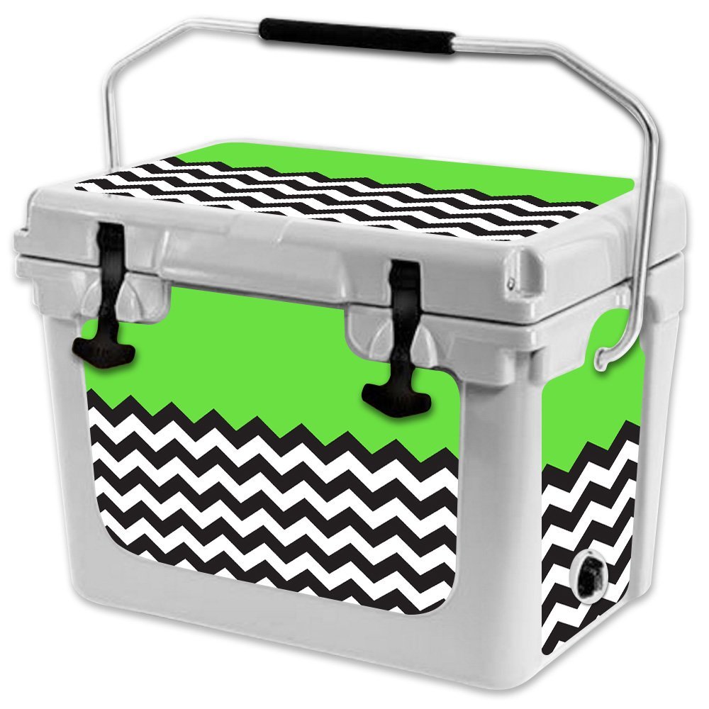 MightySkins (Cooler Not Included) Skin Compatible with RTIC 20 Cooler (2017 Model) - Lime Chevron | Protective, Durable, and Unique Vinyl Decal wrap Cover | Easy to Apply | Made in The USA