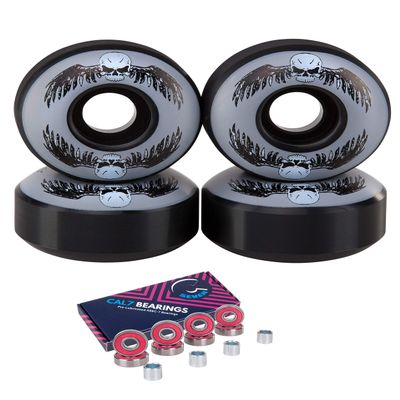 Cal 7 Skateboard Wheels and Bearings | 52mm 100A Wheel Set Combo (FlyingSkull)