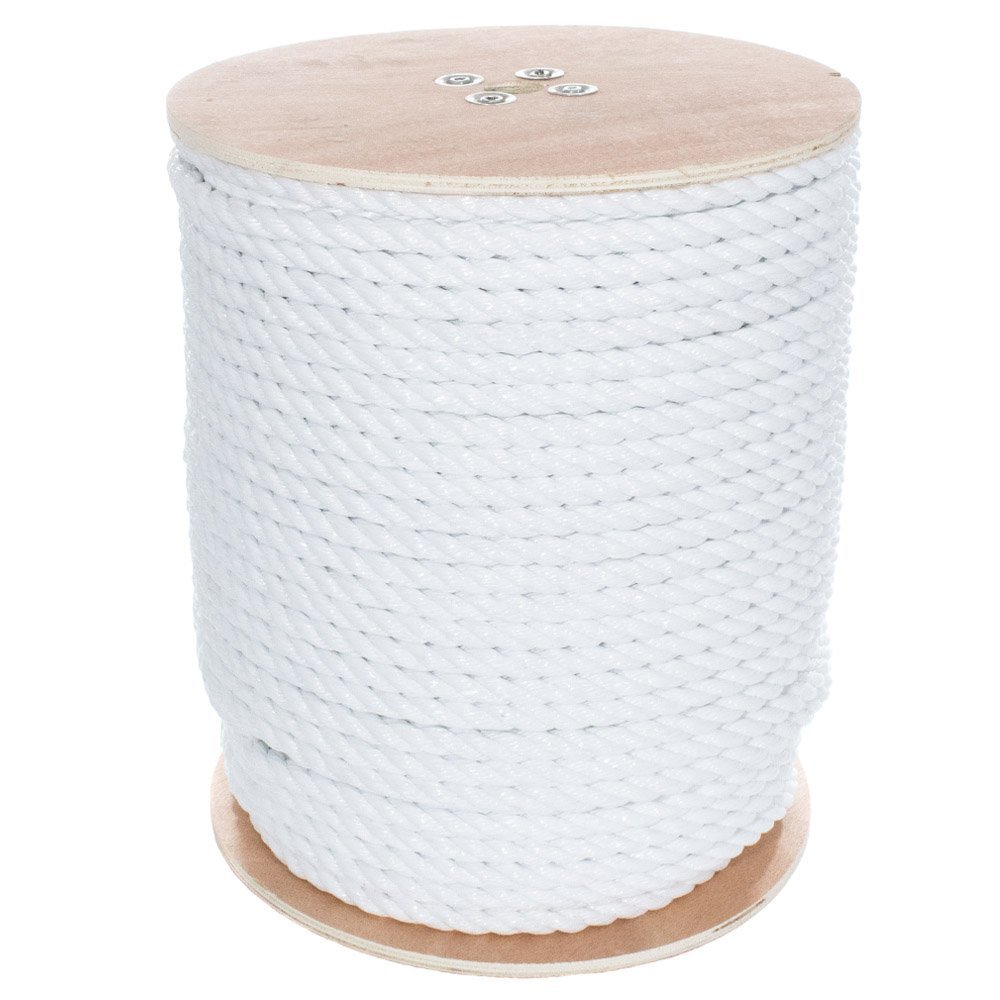 West Coast Paracord Twisted 3 Strand Polypropylene Rope (White, 5/8 Inch, 50 Feet) - Waterproof and Floats in Water