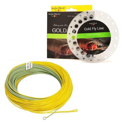 ANGLER DREAM Gold Fly Line 90FT Weight Forward Floating 6WT Fly Fishing Line