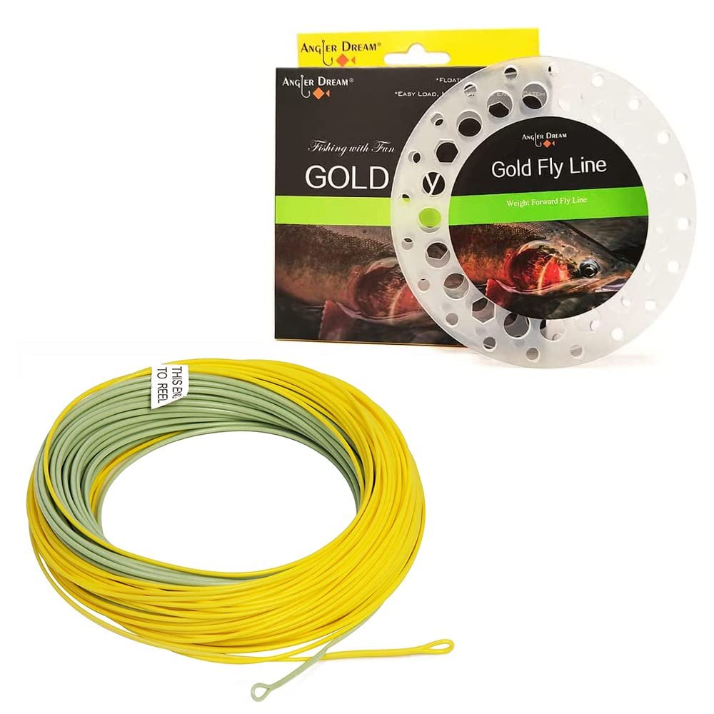ANGLER DREAM Gold Fly Line 90FT Weight Forward Floating 6WT Fly Fishing Line