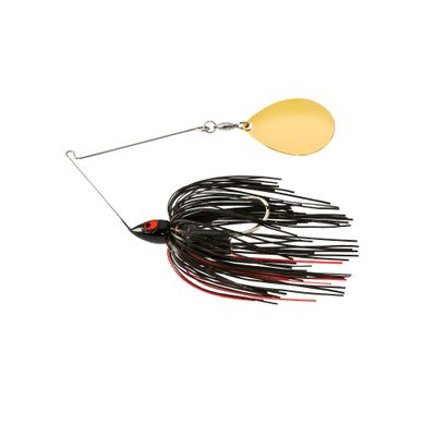 War Eagle Custom Lures Night Time Painted Head Single Colorado Spinnerbait Black Red Skirt 1/2 oz.