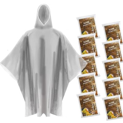 Rain Ponchos for Adults, 10 Packwith Hood Emergency Rain Ponchos Family Pack,Fit Men and Women, Perfect for Disneyland,Clear