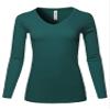 A2Y Basic Solid Soft Cotton Long Sleeve V-Neck Top T-Shirt, Yawtel0001 Hunter Green, Small view 1