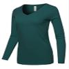 A2Y Basic Solid Soft Cotton Long Sleeve V-Neck Top T-Shirt, Yawtel0001 Hunter Green, Small view 2