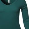 A2Y Basic Solid Soft Cotton Long Sleeve V-Neck Top T-Shirt, Yawtel0001 Hunter Green, Small view 4