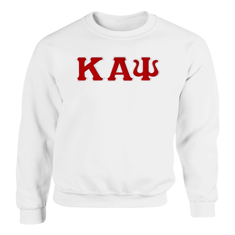Fashion Greek Kappa Alpha Psi Twill Letter Crewneck Sweatshirt White Red-White XXL