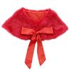 ACSUSS Toddlers Kids Girls Faux Fur Shawl Wraps Cape Ribbon Ties Bolero Shrug Wedding Communion Flower Dress Cover Up Red One Size view 1