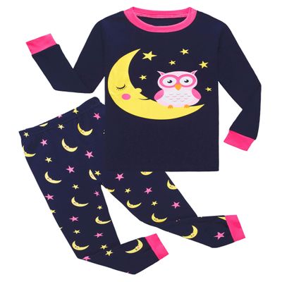KikizYe Little Girls Long Sleeve Pajamas Toddler Owl Cotton Pjs Size 3T