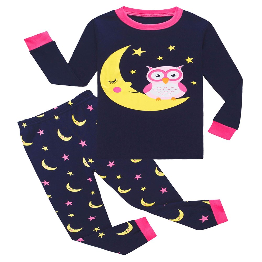 KikizYe Little Girls Long Sleeve Pajamas Toddler Owl Cotton Pjs Size 3T