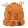 Aisi Mily Baby Boys&Girls Cute Deer Antlers Knitted Cap Newborn Baby Cotton Crochet Winter Warm Hat Yellow view 1