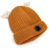 Aisi Mily Baby Boys&Girls Cute Deer Antlers Knitted Cap Newborn Baby Cotton Crochet Winter Warm Hat Yellow view 2