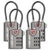 SURE LOCK TSA Approved Luggage Locks with Open Alert Indicator, 3 Digit Combination Cable Travel Lock for Suitcase, Backpack, Gym Locker, Toolbox & Travel Bag(Grey 4 Pack) view 1