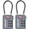 SURE LOCK TSA Approved Combination Luggage Locks with Open Alert Indicator  Durable Zinc Alloy Cable Travel Locks with Large Easy-Read Dials for Suitcases, Backpacks & Gym Bags(Grey 2 Pack) view 1