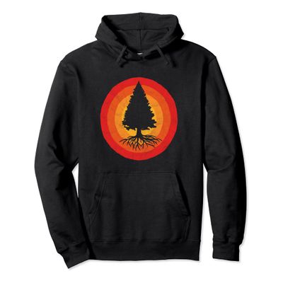 Tree & Roots & Sun Vintage Nature Retro Outdoor Hoodie