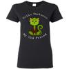 Black Cat Darkness Friend Green Monster Halloween Womens T-Shirt Hello Darkness My Old Friend Black view 1