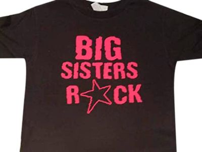 Big Sisters Rock Girls Toddler Kids Youth Shirt New Sibling Baby Announcement White